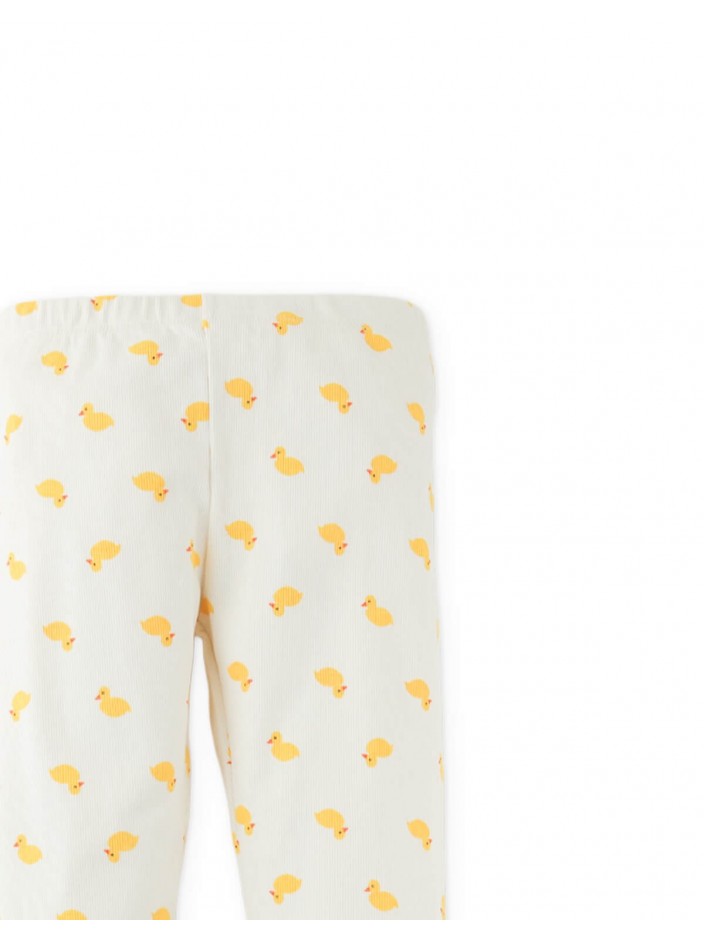 Fitted Leggings with All-Over Duck Print and Lettuce-Edge Hem