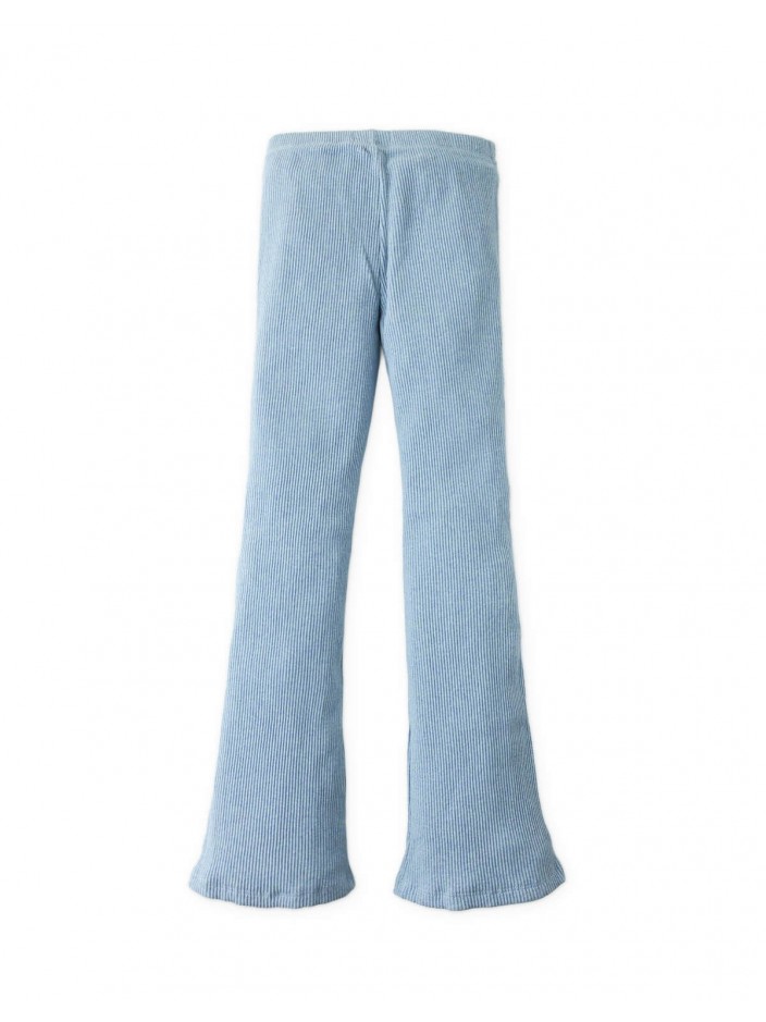 Ribbed Flare Leggings in Blue Melange