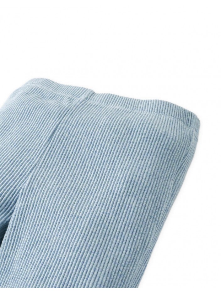Ribbed Flare Leggings in Blue Melange
