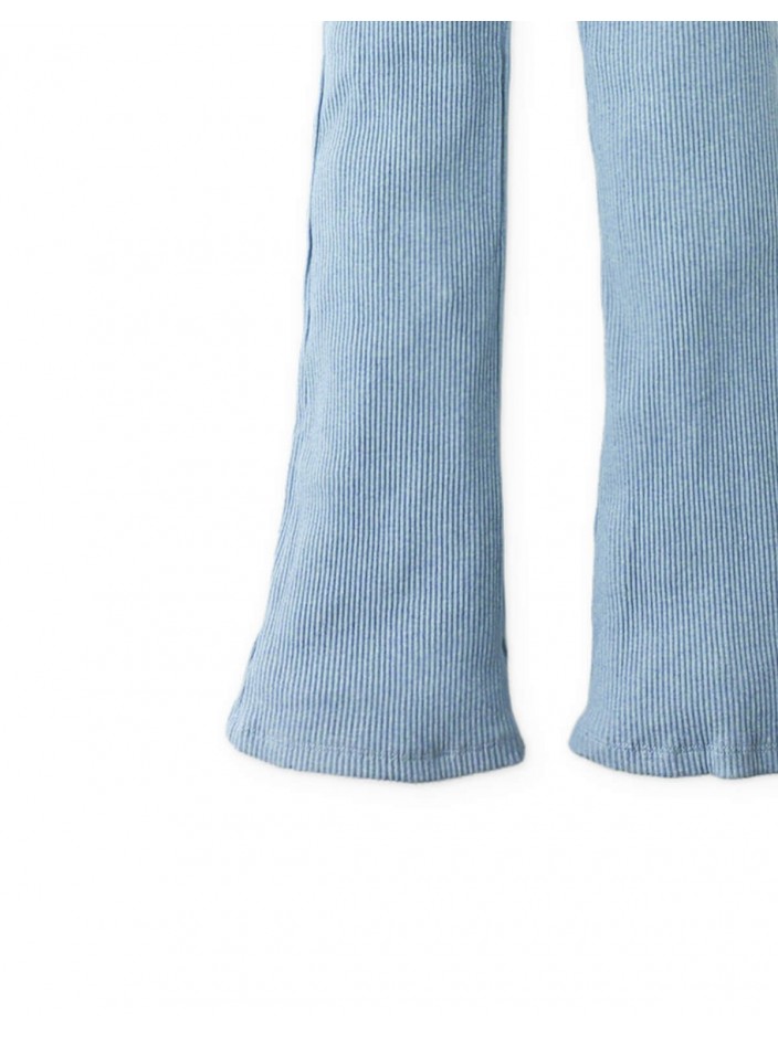 Ribbed Flare Leggings in Blue Melange