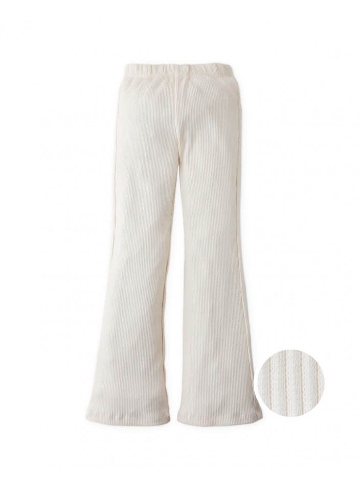 Plain Ribbed Flare Leggings