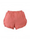 Jersey Shorts with Ruffles and All-Over Gingham Print