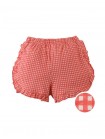 Jersey Shorts with Ruffles and All-Over Gingham Print