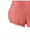 Jersey Shorts with Ruffles and All-Over Gingham Print