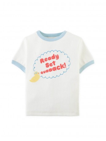 Blue Contrast Ringer T-shirt with Duck Print