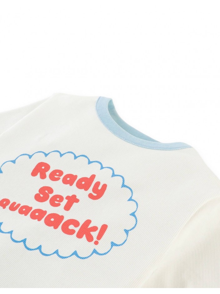Blue Contrast Ringer T-shirt with Duck Print