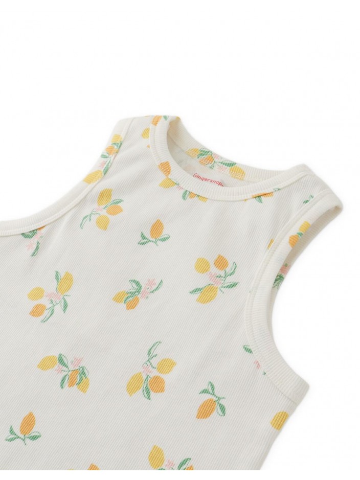 Ribbed Tank Top with All-Over Lemon Print