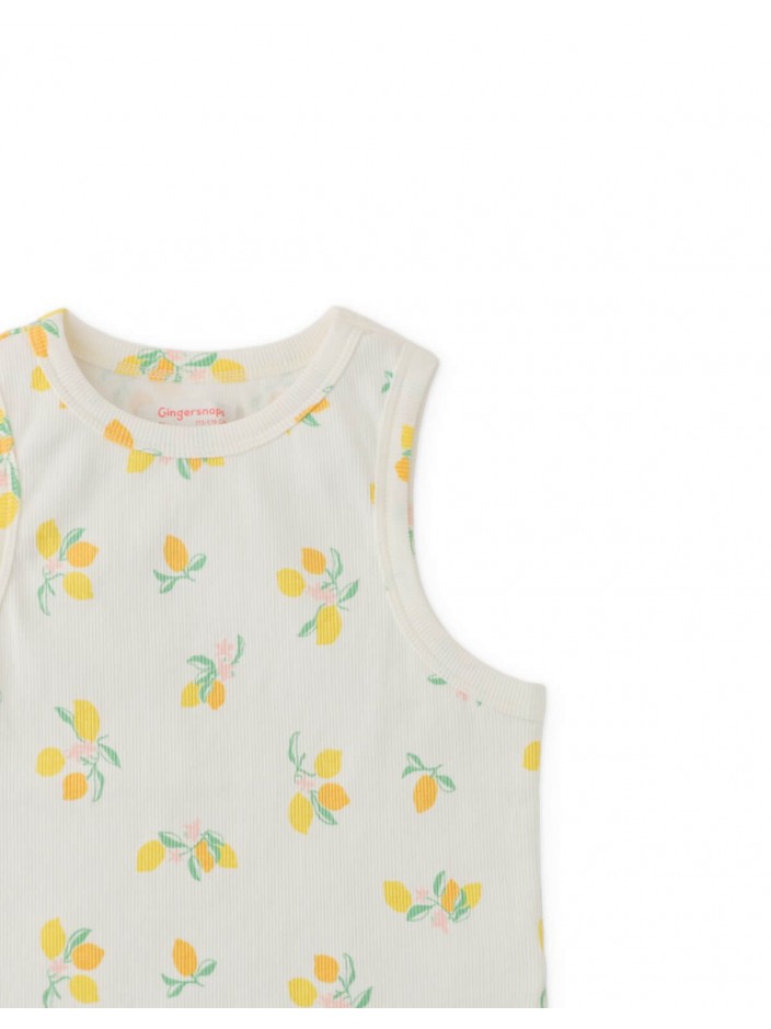Ribbed Tank Top with All-Over Lemon Print