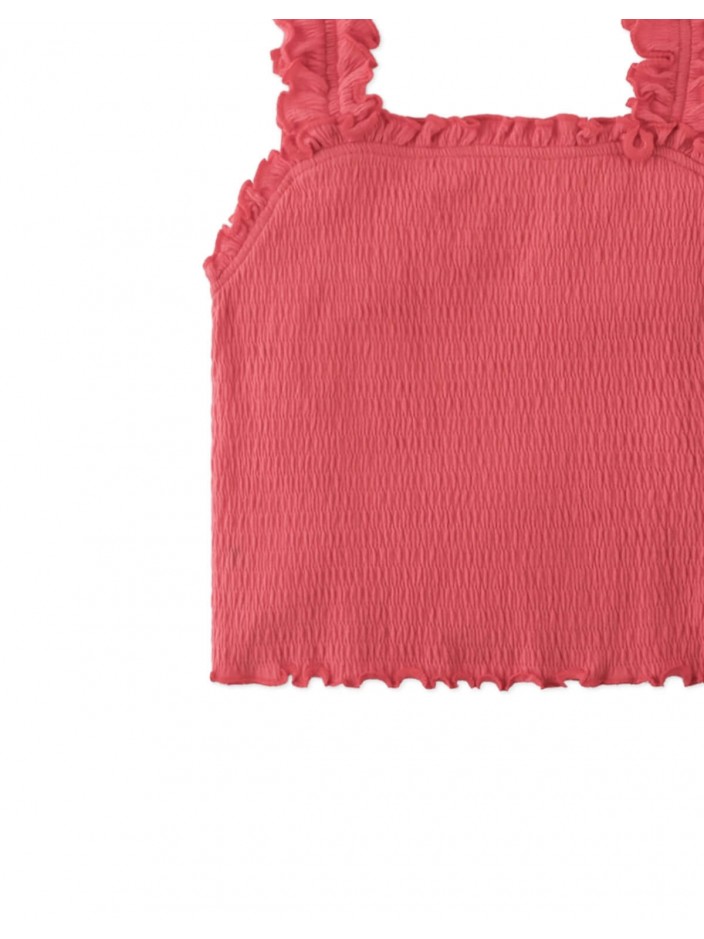 Fully Smocked Tank Top with Ruffled Strappy Sleeves