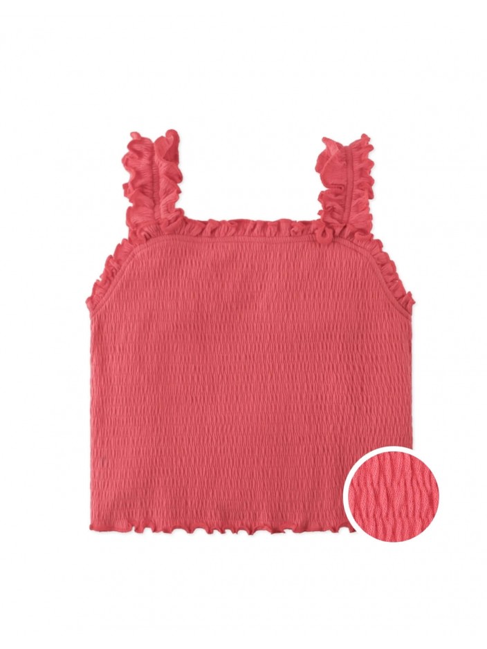 Fully Smocked Tank Top with Ruffled Strappy Sleeves