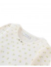Flower Print Ribbed Crop Top with Set-in Lace and Rosette