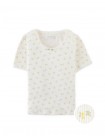 Flower Print Ribbed Crop Top with Set-in Lace and Rosette