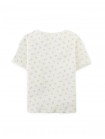 Flower Print Ribbed Crop Top with Set-in Lace and Rosette