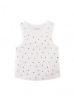 Ribbed Tank Top with Lace, Lettuce Edge & Rosette Appliqué