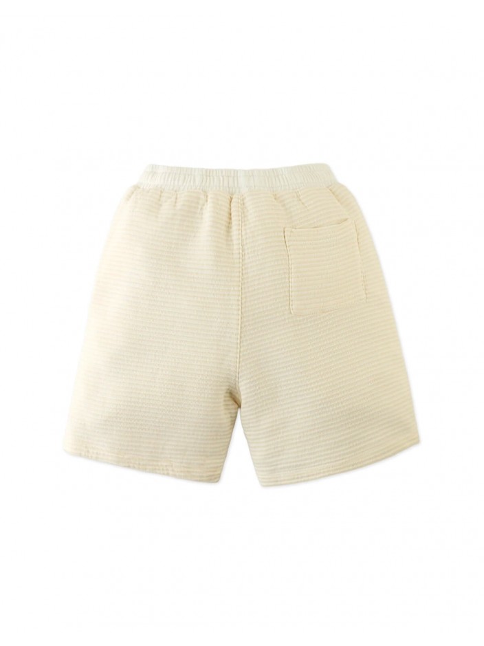 Textured Stripe Knit Drawstring Pull-On Shorts