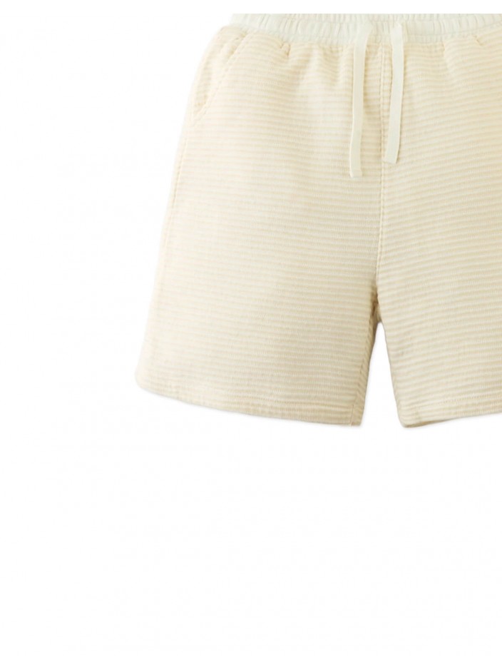 Textured Stripe Knit Drawstring Pull-On Shorts