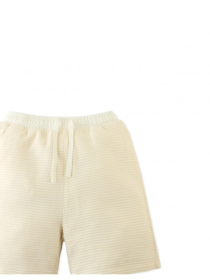 Textured Stripe Knit Drawstring Pull-On Shorts