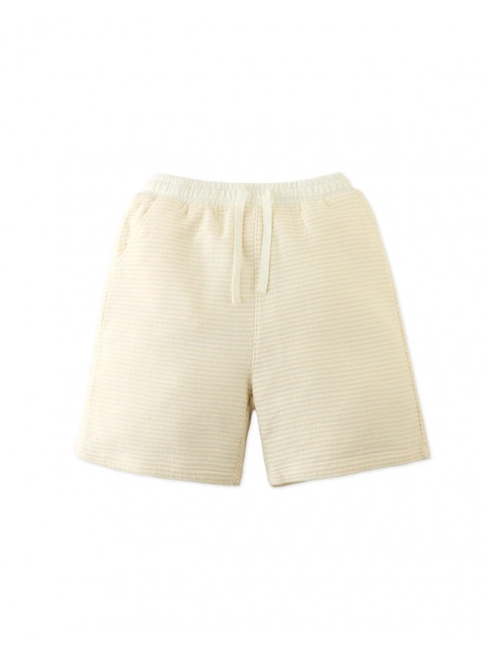 Textured Stripe Knit Drawstring Pull-On Shorts