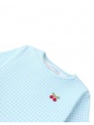 All-Over Blue Gingham Blouse with Cherry Appliqué
