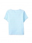 All-Over Blue Gingham Blouse with Cherry Appliqué