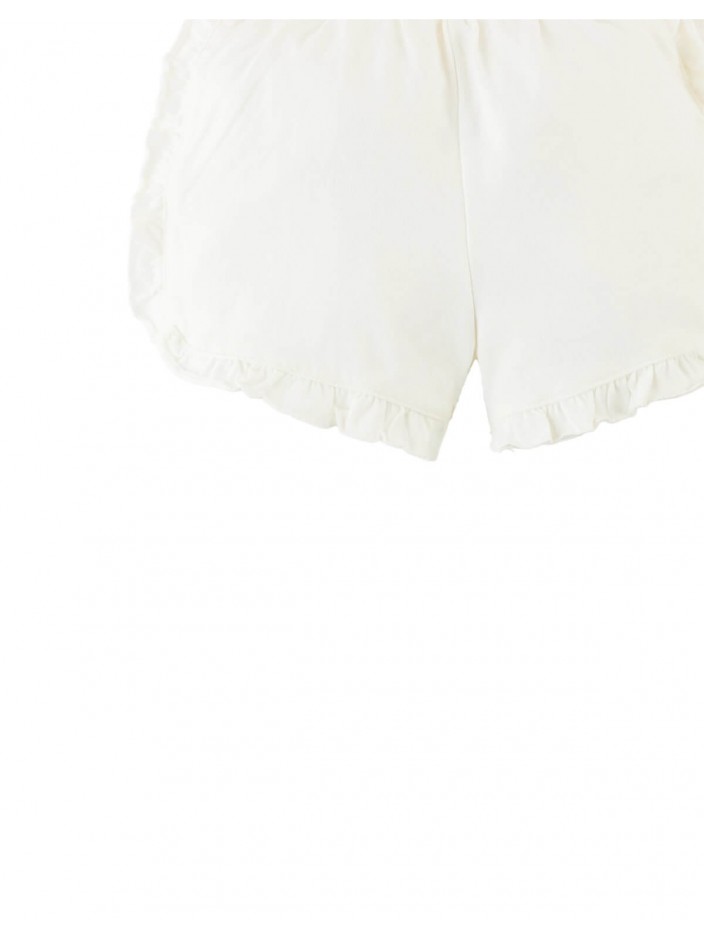 Jersey Shorts with Ruffles and Apple Embroidery