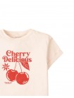 Graphic Tee with Side Slit and Cherry Spot Print