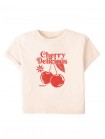 Graphic Tee with Side Slit and Cherry Spot Print
