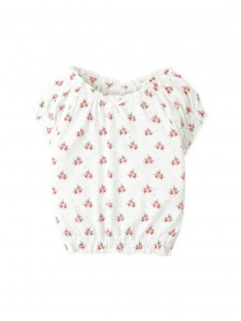 Floral Print Blouse with Contrast Stitching and Bow Ties