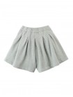 Terry Gray Melange Pleated Shorts with Thick Garter Waistband