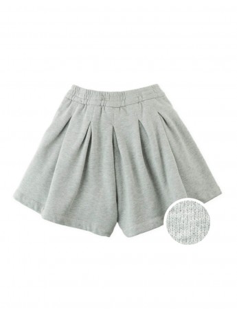 Terry Gray Melange Pleated Shorts with Thick Garter Waistband