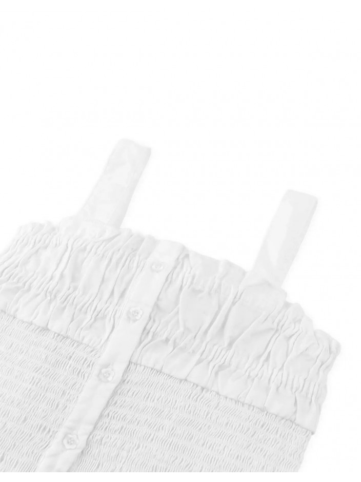 Strappy Smocked Top with Button Placket