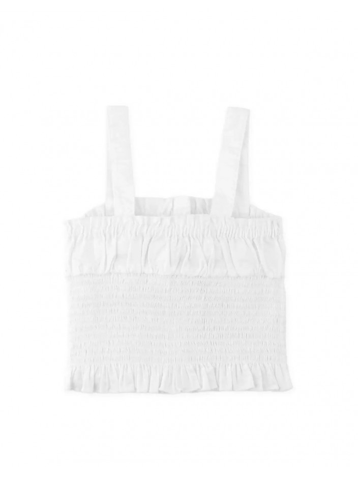 Strappy Smocked Top with Button Placket