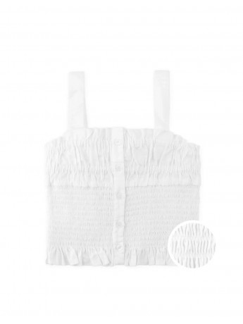 Strappy Smocked Top with Button Placket