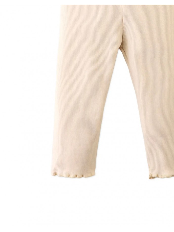 Plain Fitted Leggings with Lettuce-Edge Hem