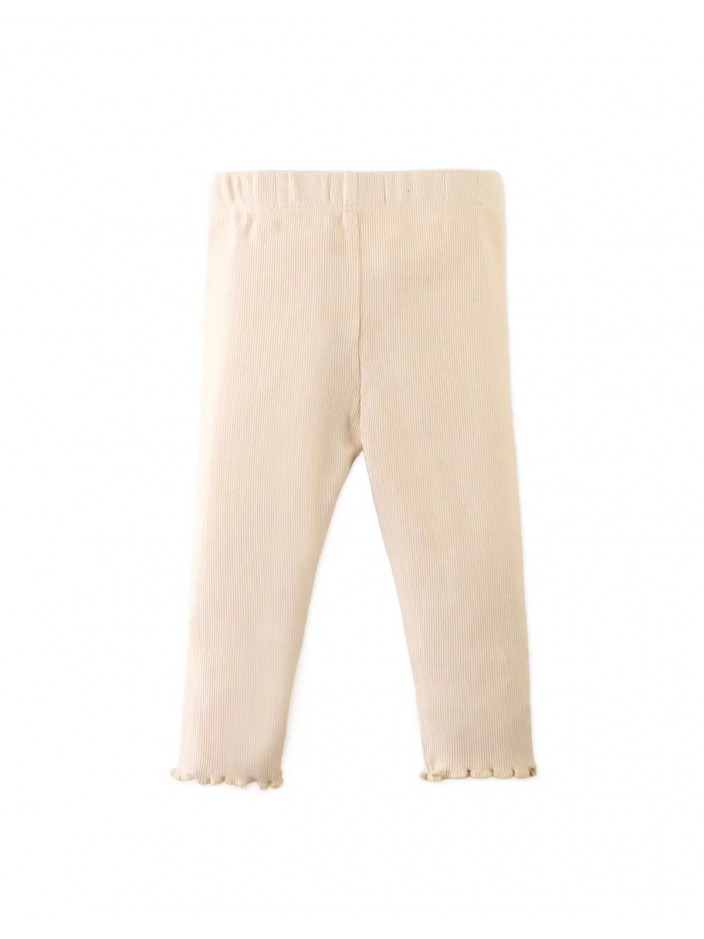 Plain Fitted Leggings with Lettuce-Edge Hem