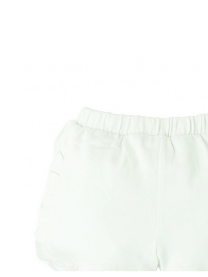 Jersey Shorts with Ruffles and Apple Embroidery