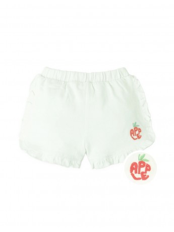 Jersey Shorts with Ruffles and Apple Embroidery