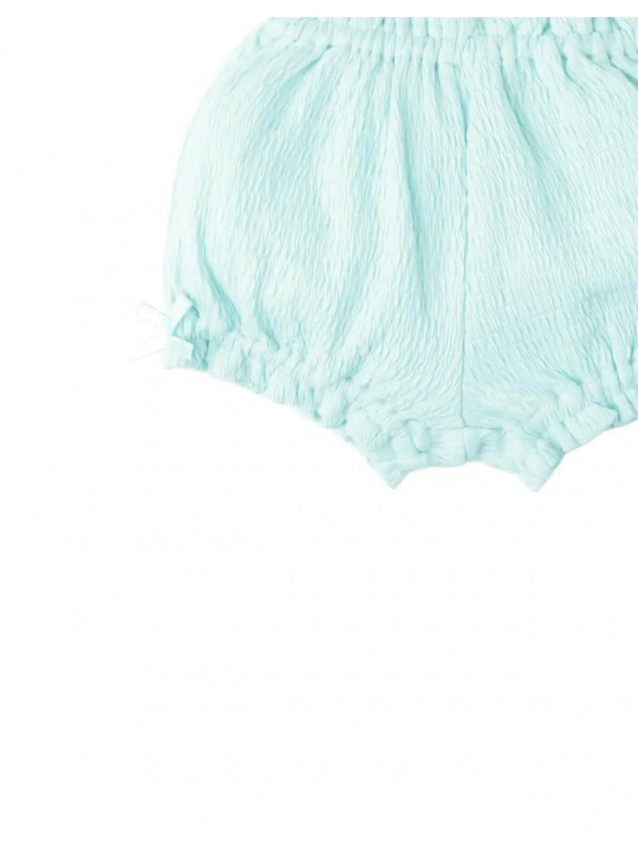 Bloomer Shorts with Ruffled Waist & Hem and Bow Appliqué