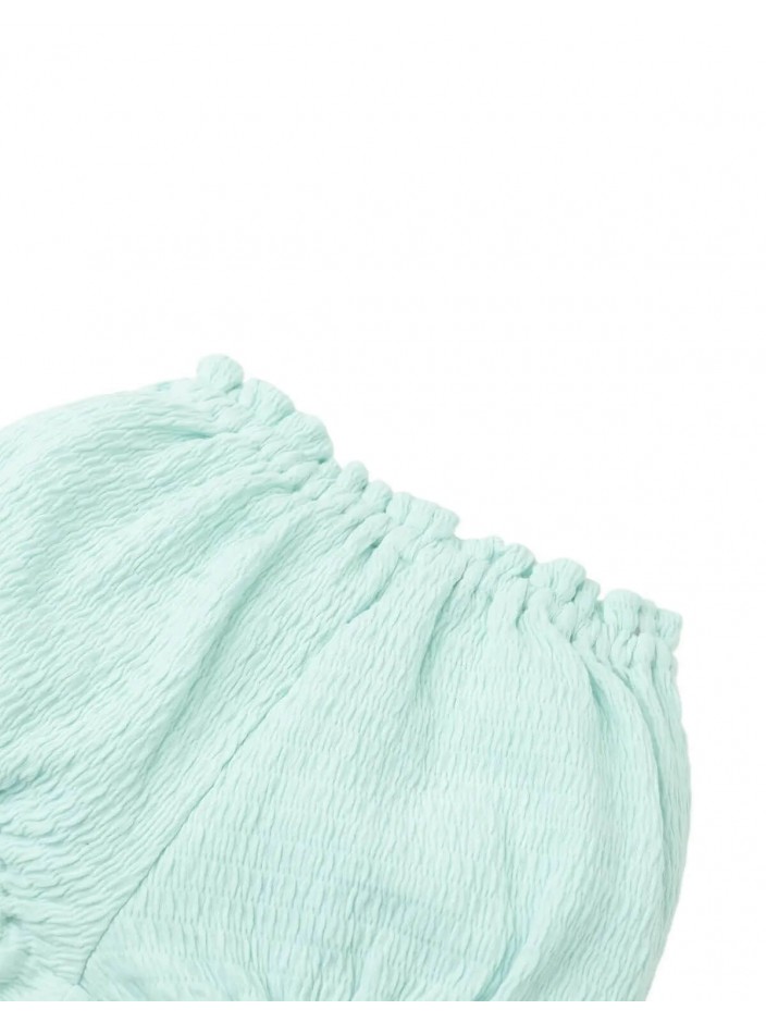 Bloomer Shorts with Ruffled Waist & Hem and Bow Appliqué