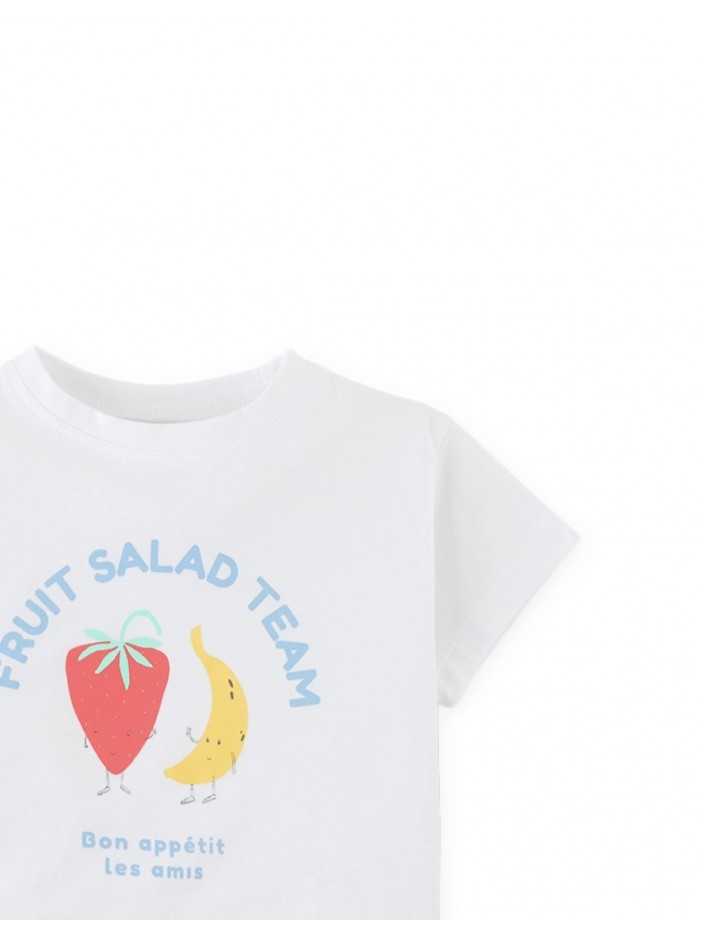 Graphic Tee with Amboy Cut and Fruits Spot Print