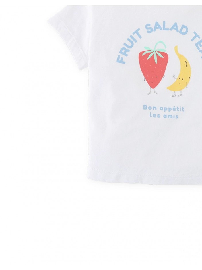 Graphic Tee with Amboy Cut and Fruits Spot Print