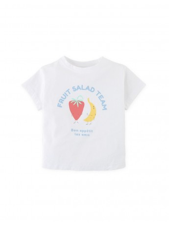 Graphic Tee with Amboy Cut and Fruits Spot Print