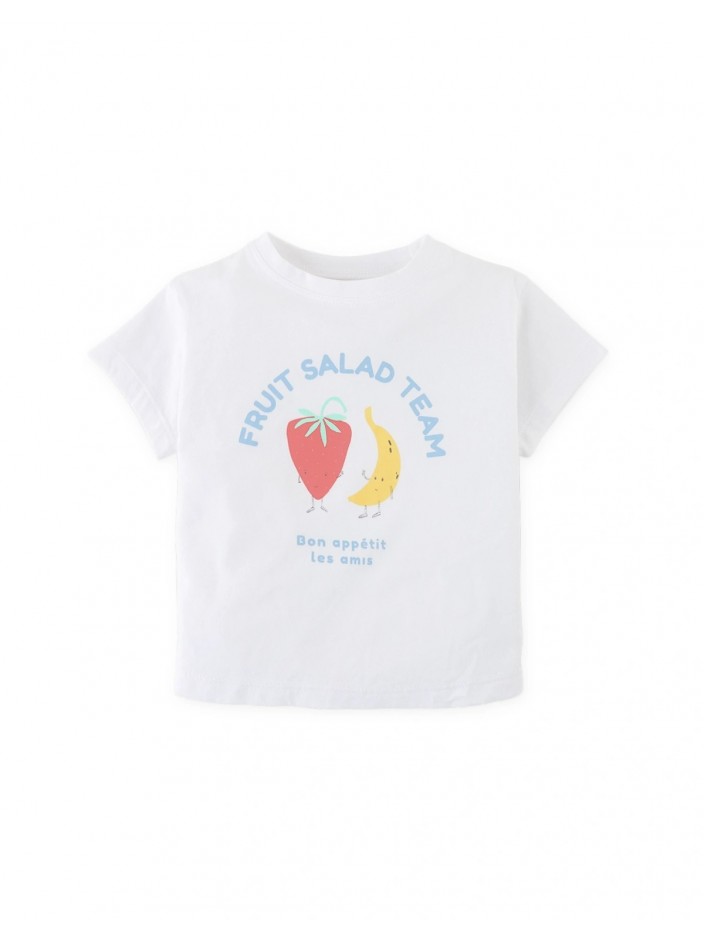 Graphic Tee with Amboy Cut and Fruits Spot Print