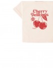 Graphic Tee with Side Slit and Cherry Spot Print