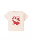Graphic Tee with Side Slit and Cherry Spot Print