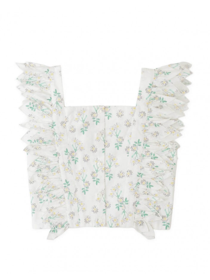 Ayla Smocked Daisy Print Top with Petal Sleeves