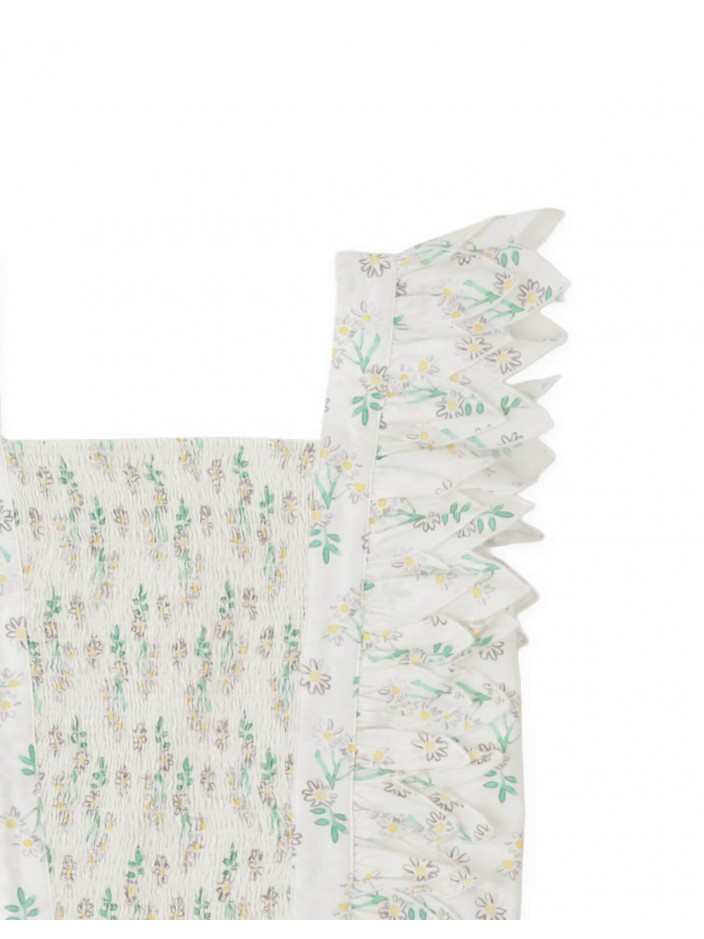 Ayla Smocked Daisy Print Top with Petal Sleeves