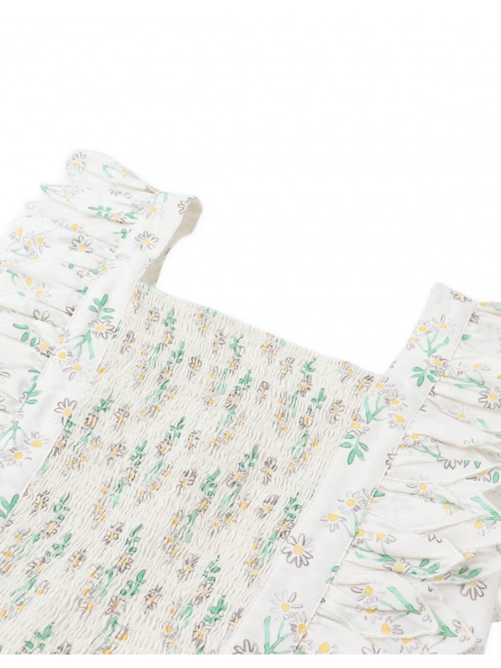 Ayla Smocked Daisy Print Top with Petal Sleeves