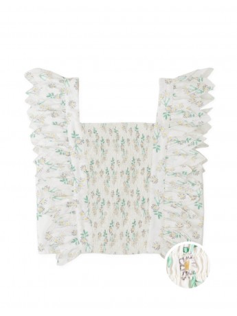 Ayla Smocked Daisy Print Top with Petal Sleeves