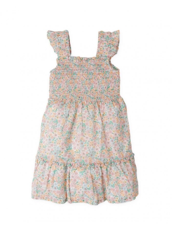 Cosima Floral Smocked Dress with Ruffle Sleeves